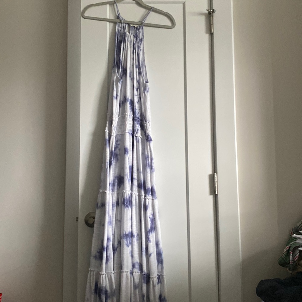 Z Supply Blue and White Tie-Dye Maxi Dress